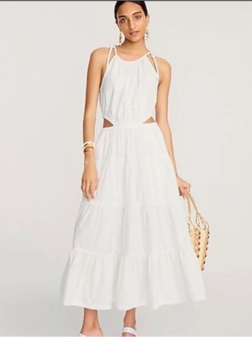 J. Crew White Harbour Side-Cutout Dress